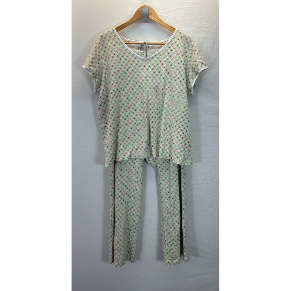 Lila and Hayes Womens XL Pajama Set Christmas Tree Holiday Sht Slv Pima Lounge